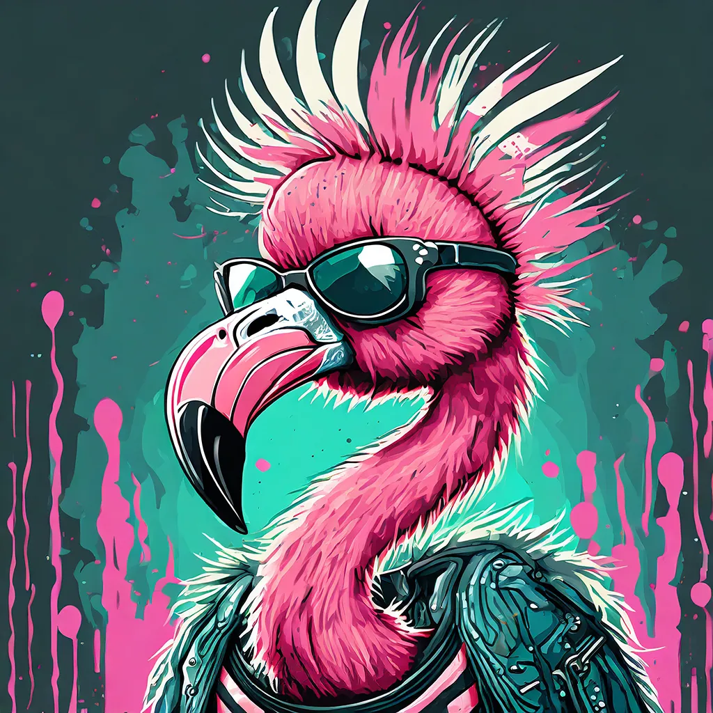 Adobe Firefly text-to-image AI generator from prompt: Punk Rock Flamingo with a Mohawk